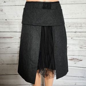 Edward An Dark Gray Butterfly and Tulle Wool  Skirt 4 NWT